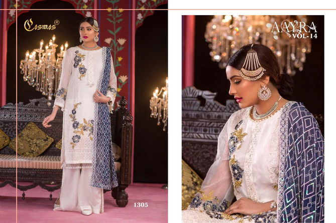 Cosmos Aayra 14 Georgette Festive Wear Embroidery Pakistani Salwar Kameez Collection